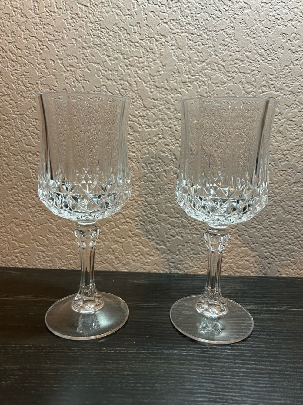 Vintage Cristal D'Arques Longchamp Crystal Wine Glasses 8” Set Of 2